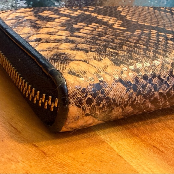 Kate Spade New York Snakeskin Embossed Continental Zip Wallet – Tan/Black - Picture 9 of 14